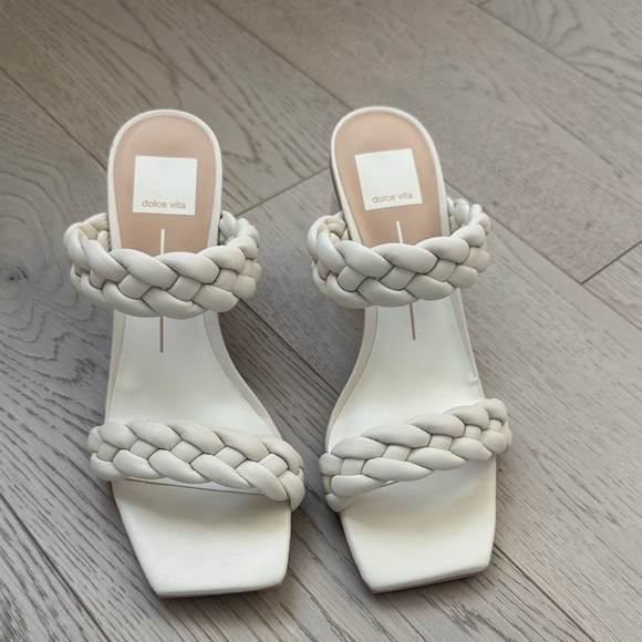 Dolce Vita Shoes - Dolce Vita Ivory Braided Double-Strap Slide Heels